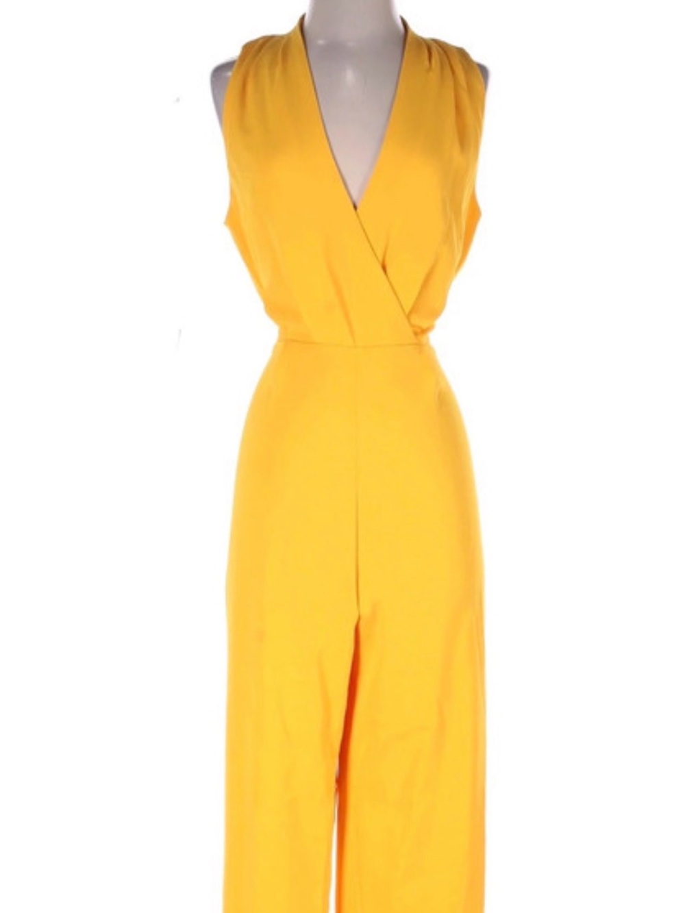 ANTONIO MELANI Bright Yellow V-Neck Wide-Leg Jumpsuit
